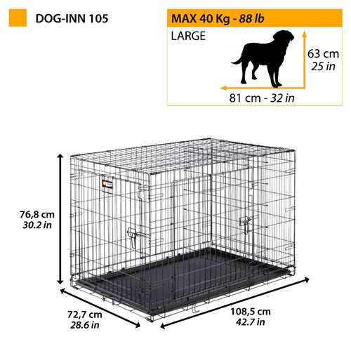 Cage de transport pour chien et chat en métal noir Dog Inn