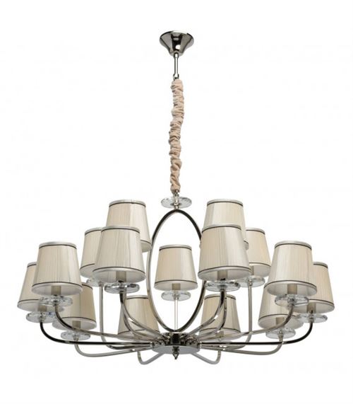 Suspension chromée Elegance 15 ampoules 145 Cm