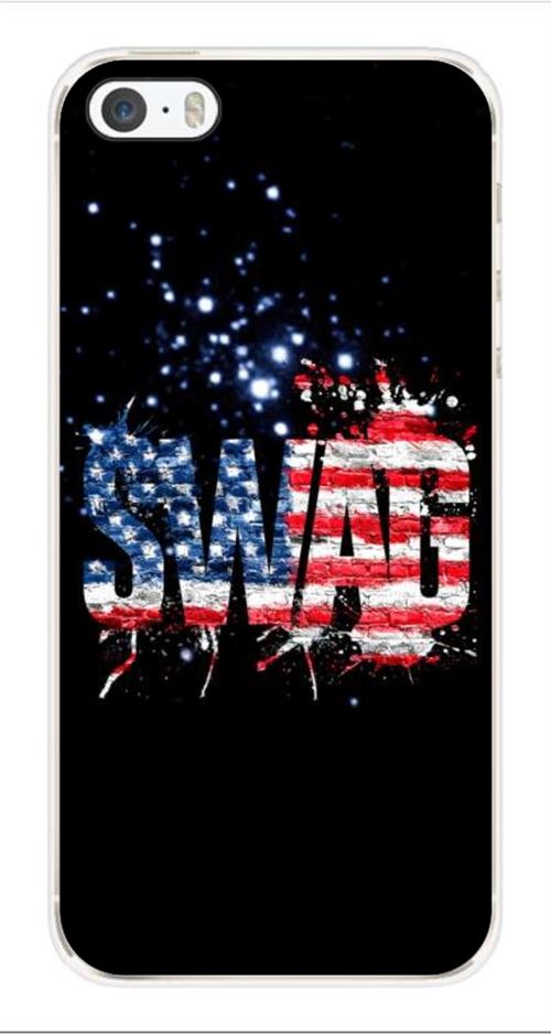 Coque en silicone imprimée compatible iPhone 5 iPhone 5S Swag usa