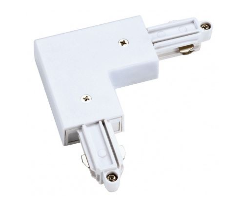 Connecteur 90° pour rail 1 allumage 230v, blanc, terre intérieure