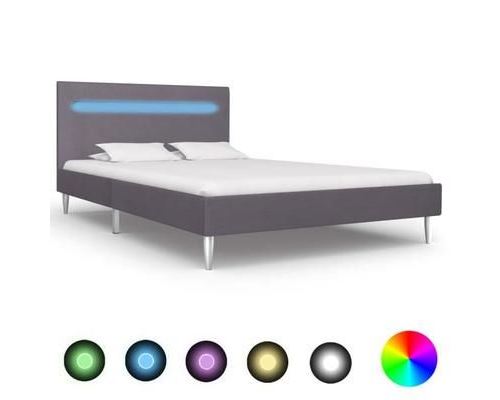 Cadre de lit avec LED Gris Tissu 120 x 200 cm
