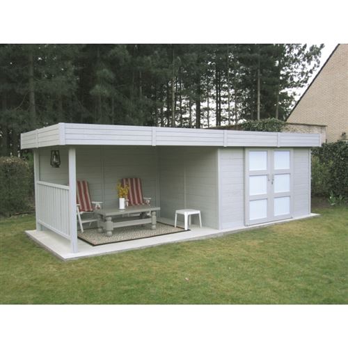 abri jardin bois arhus - 19.90 m² - 7 x 2.84 x 1.85 m - 28 mm