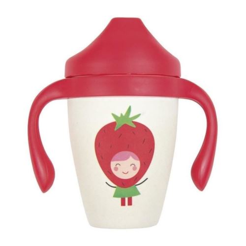 mill'o bébé tasse d'apprentissage en fibres naturelles - anti-fuite et ergonomique - design fraise - 6 a 18 mois