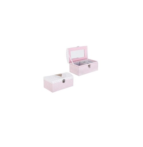 Boîte à Bijoux & Miroir Demoiselle 19cm Rose