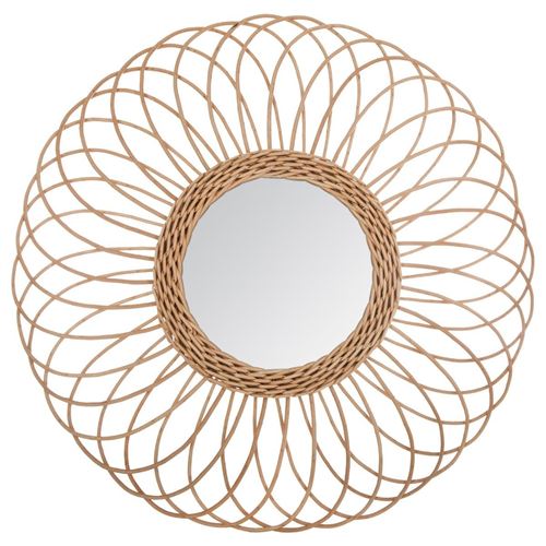 Miroir en forme de rosace - D 58 cm - Rotin