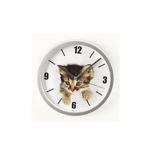 Horloge chat fun - D 22 cm - Chat à lunettes