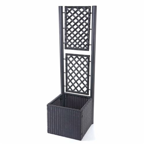 Jardinière avec treillis en polyrotin, HWC-D76, 142x43x43 cm ~ anthracite