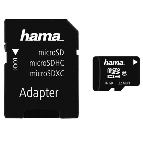 Hama - Carte mémoire flash (adaptateur microSDHC - SD inclus(e)) - 16 Go - Class 10 - micro SDHC