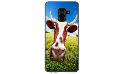 Coque souple pour Samsung Galaxy A8-Plus 2018 avec impression Motifs vache