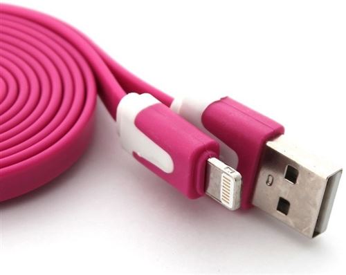 Cable pour IPHONE 8 PLUS (+) Noodle Chargeur Lighting Usb 1m (NOIR)