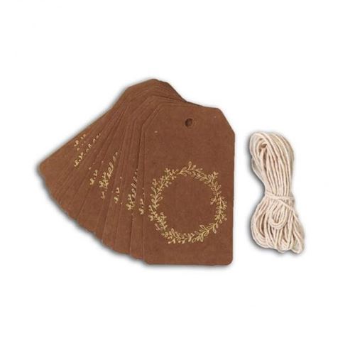 D.I.Y with Toga STY044, Lot de 20 &Eacute;tiquettes Tags avec Ficelle, Autre, Or, 4.5 x 8 x 0.1 cm