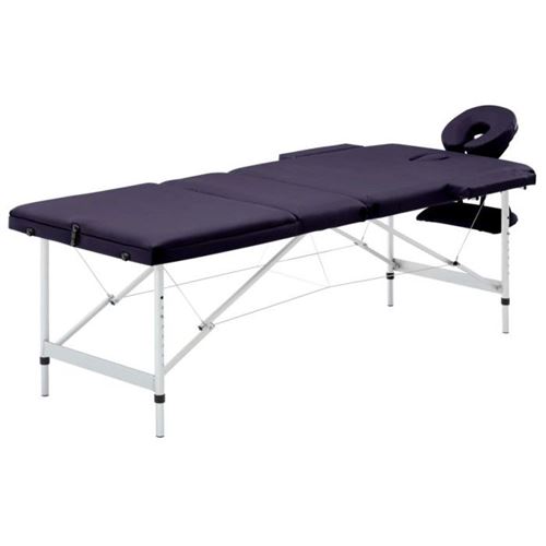 Vidaxl Violet Table De Massage Pliable 3 Zones Aluminium