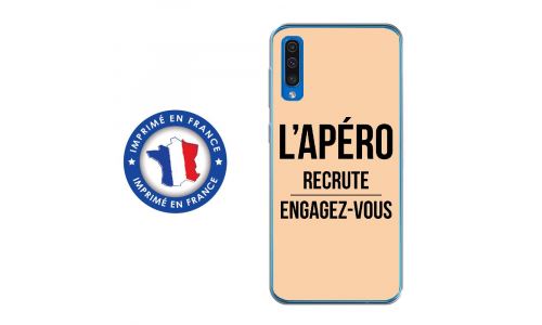 Coque souple pour Samsung Galaxy A50 avec impression Motifs l'apéro recrute beige