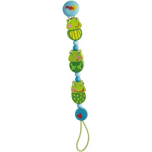 Haba sucette en bois chaîne Frog concert 22 cm vert/bleu