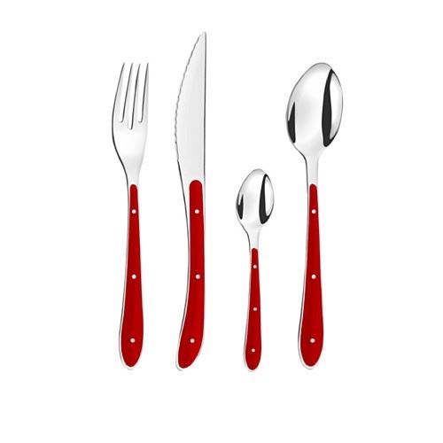 Amefa-bistro 1-2-3 ménagère 24 pièces acier inoxydable couleur rouge