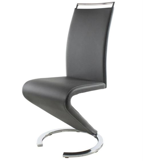 Sidney Lot De 2 Chaises De Salle A Manger En Metal - Revetement Simili Gris - Contemporain - L 49,5 X P 61 Cm