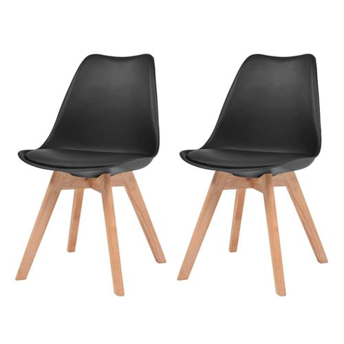 vidaXL Chaise de salle à manger 2 pcs Similicuir Bois massif Noir