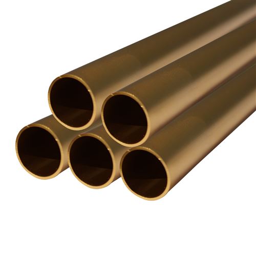 Lot de 5_Tube aluminium anodisé longueur 100 cm Ø 30 mm Doré