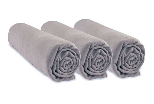 EASYDORT Lot de 3 Draps Housse 100% Coton Bio - 70x140 cm Noisette