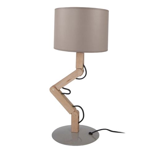 Geri lampe a poser acier bois hetre - 16x30x45cm - taupe bois taupe tosel 65160