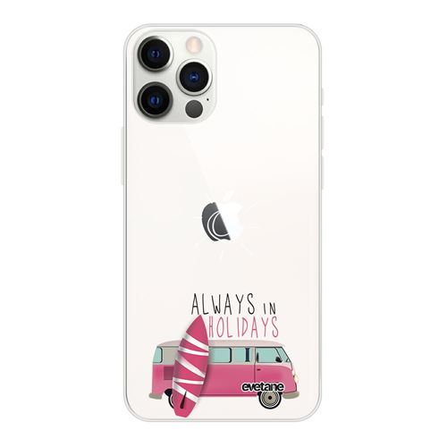 Coque pour iPhone 12/12 Pro souple transparente Always in holidays Motif Ecriture Tendance [Evetane®]