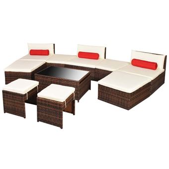 vidaXL Jeu de Canapé Modulaire Poly Rotin 25 Pcs Marron Salon de ... vidaXL Jeu de Canapé Modulaire Poly Rotin 25 Pcs Marron Salon de ...