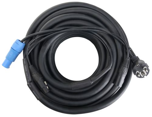 Pronomic Stage EUPPD-15 Câble Hybride Compatible Powercon/Schuko+ DMX 3 broches, 15m