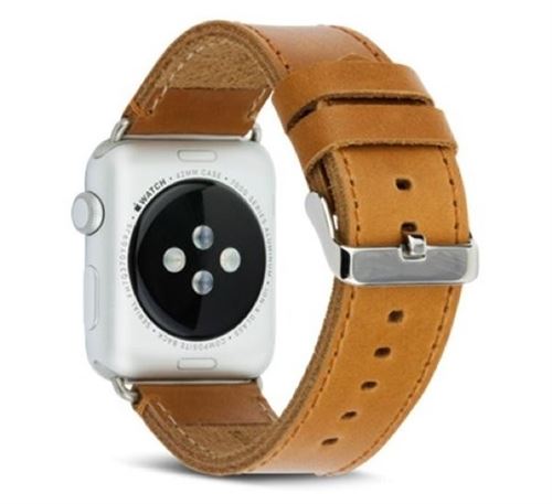 dbramante1928 AW42LSSI0884 Bracelet de Montre en Cuir véritable pour Apple Watch Marron/argenté 42/44 mm