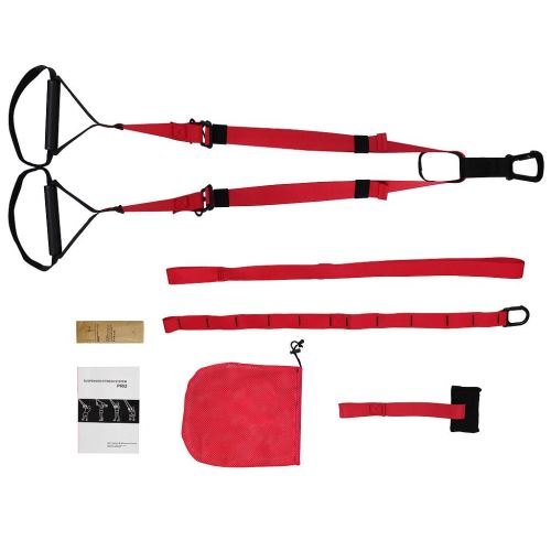 Todeco - Sangles de Suspensions, Kit d'Entraînement pour Fitness, Rouge, avec sangle, Matériau: Polyester haute ténacité, TPR