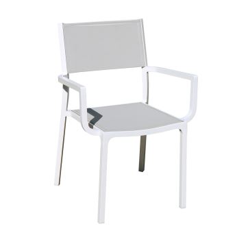 Fauteuil En Alu Blanc Textilène Gris Clair Léda