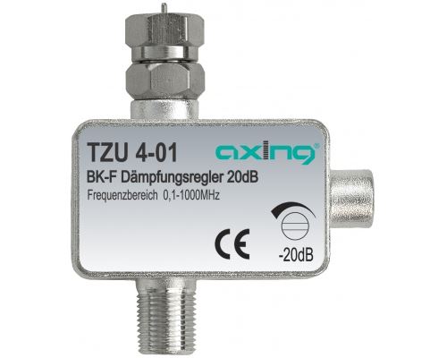 Axing - tzu 4-01 - atténuateur de signal large bande pour fiche f (0,5 - 20 db)
