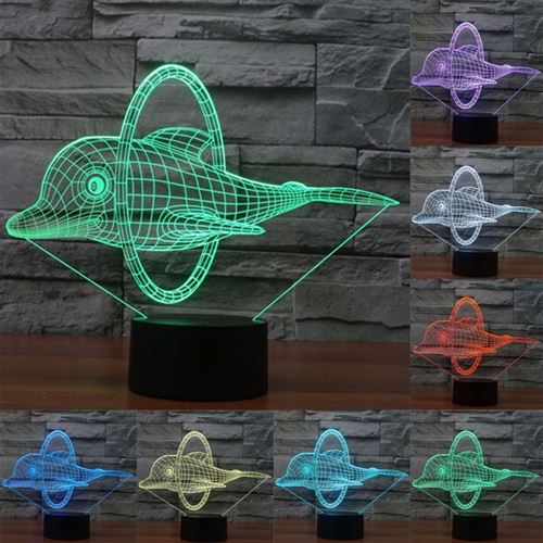 Lampe 3D Dauphin Lumière LED Maison 7 Couleurs Tactile USB - YONIS