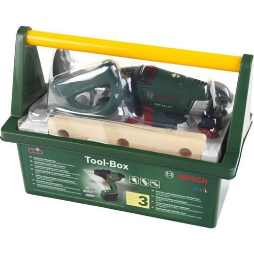Klein Jaune Caisse A Outils Bosch Avec Visseuse Électronique Et Accessoires - 8520