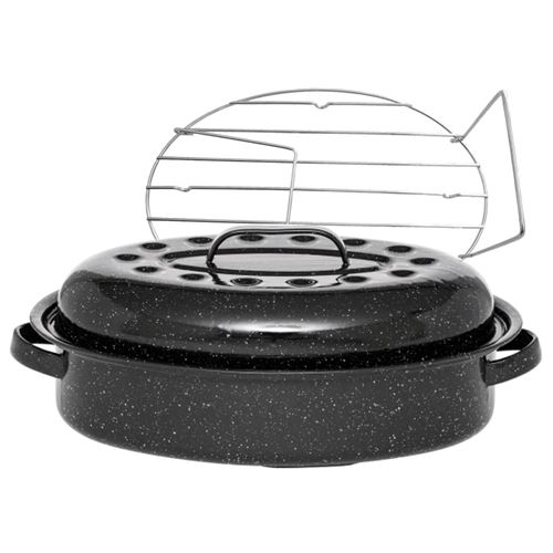 Warmcook Cocotte ovale en acier carbon 33x20cm + grille - 6106+2007 - vue 1