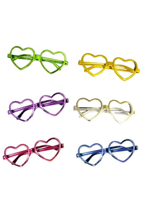 Lunettes Coeur Sans Verre Assorties - Multicolores