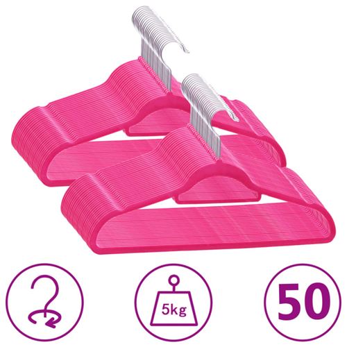 Vidaxl - Cintres antid&eacute;rapants 50 pcs Rose Velours Rose