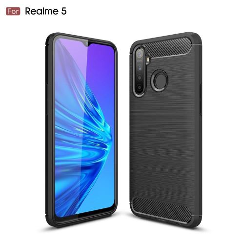 Coque OPPO Realme 5 Carbone Noir Housse Etui En Silicone Gel Souple hfs-house®