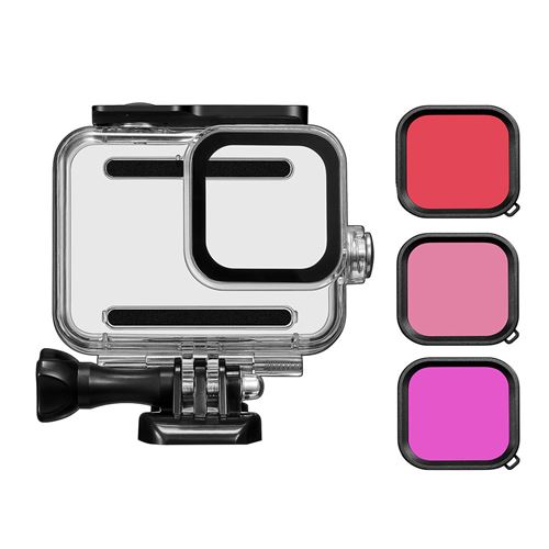 Caméra De Sport 4 En 1Waterproof Shell Housing Plongée 45M + Filte Pour Go-Pro 8 Noir MK4544