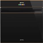 Smeg Dolce Stil Novo SFP6604NRE - Four - intégrable - niche - largeur : 55.4 cm - profondeur : 56 cm - hauteur : 58.3 cm - avec système auto-nettoyant - classe A+ - verre noir