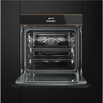 Smeg Dolce Stil Novo SFP6604NRE - Four - intégrable - niche - largeur : 55.4 cm - profondeur : 56 cm - hauteur : 58.3 cm - avec système auto-nettoyant - classe A+ - verre noir