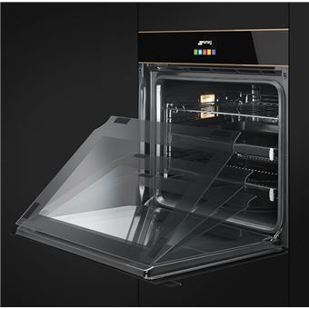 Smeg Dolce Stil Novo SFP6604NRE - Four - intégrable - niche - largeur : 55.4 cm - profondeur : 56 cm - hauteur : 58.3 cm - avec système auto-nettoyant - classe A+ - verre noir