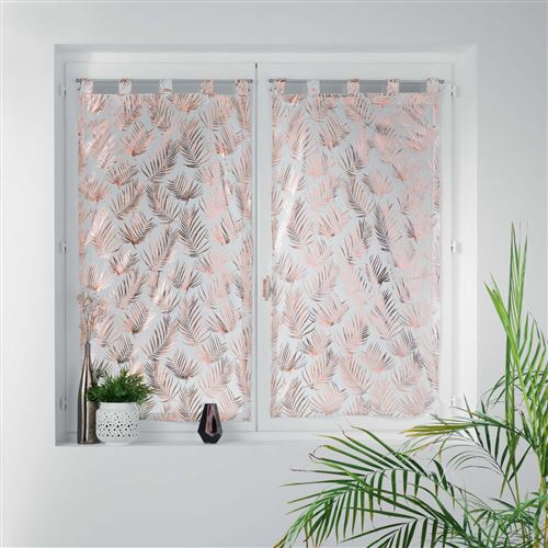 Paire droite passants 2x60x120 cm voile sable imp. metallise kolza Blanc/Or rose
