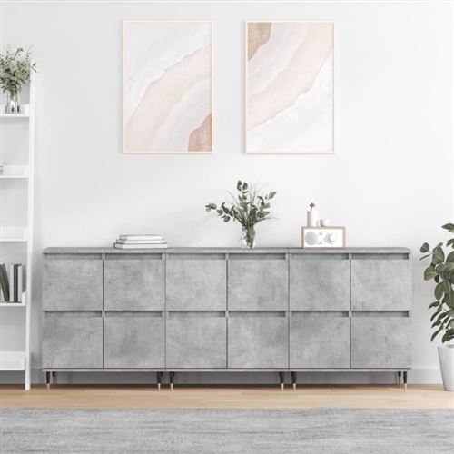 Non Communiqué Gris Buffets 3 Pcs Béton Bois D Ingénierie
