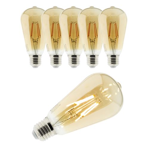 Zenitech - Ampoule LED Filament Ambrée - 4W - Culot E27 - Lot de 6 - Image 2