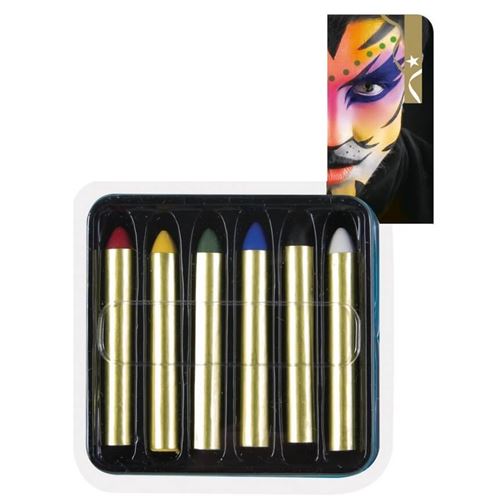 6 Crayons fard gras pour maquillage de Carnaval (x1) REF/90470