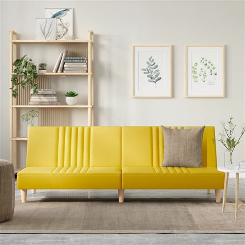 VidaXL Canapé-lit jaune clair tissu