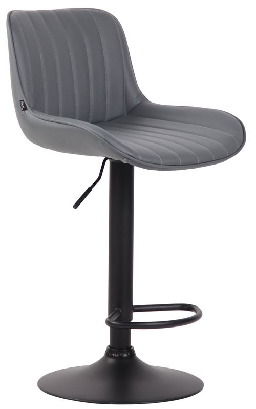 Tabouret de bar Lentini en Similicuir avec Hauteur réglable et Piètement trompette en Métal , Gris/Noir