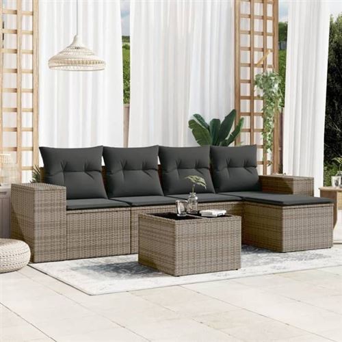 Non Communiqué Gris Salon De Jardin Modulable Vidaxl Rotin 6 Pieces X 83 X 69 5 Personnes