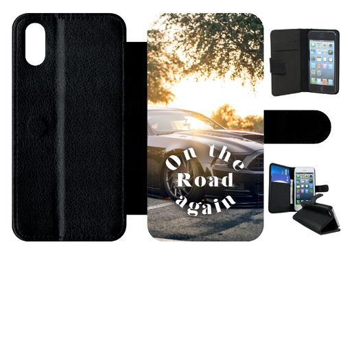 Etui My-Kase pour iPhone X - on the road again - Simili-cuir Noir