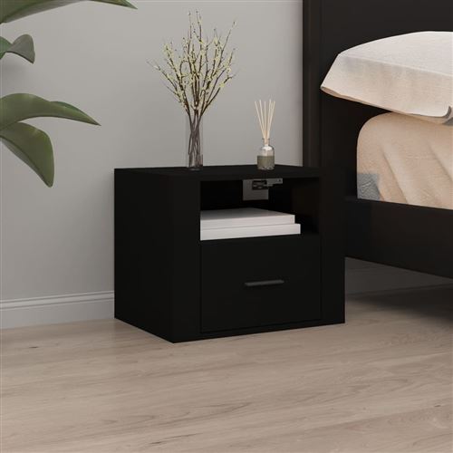 vidaXL Table de chevet murale Noir 50x36x40 cm816882